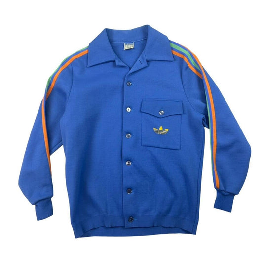 VTG 70s RARE ADIDAS ORIGINALS WEST GERMANY BLUE JERSEY TRACK JACKET SIZE S