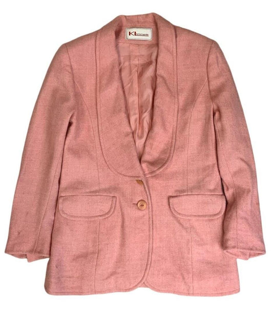 VTG 90s 00s KARL LARGERFELD PINK WOOL BLAZER SIZE S/M UK 10