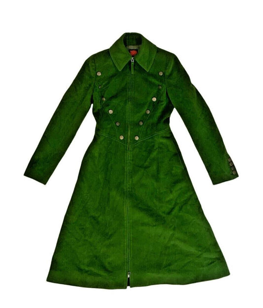 STUNNING VTG JEAN PAUL GAULTIER LADIES JADE GREEN ANGORA WOOL DESIGNER COAT S 8