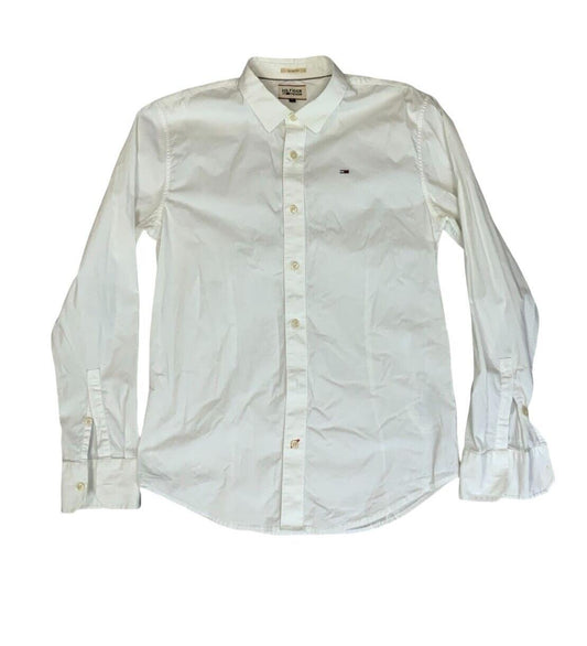 TOMMY HILFIGER SLIM FIT FORMAL WHITE COLLARED LONG SLEEVE SHIRT SIZE LARGE