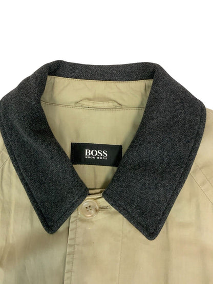 VTG 90s HUGO BOSS BIEGE KHAKI PADDED TRENCH COAT MAC SIZE XL