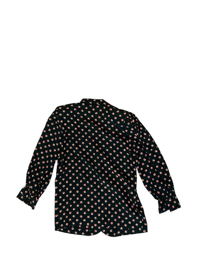 VTG 80s GIVENCHY BLACK CHERRY POLKA DOT LONG SLEEVE BLOUSE SIZE M
