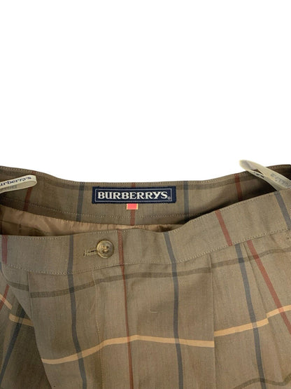 VTG BURBERRYS BROWN NOVA CHECK HIGH WAIST CULOTTE BERMUDA SHORTS XS UK 6