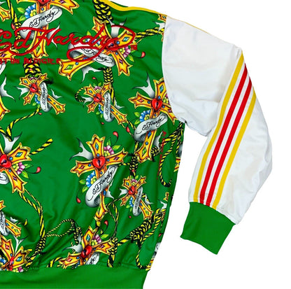 VTG RARE Y2K ED HARDY CHRISTIAN AUDIGIER GREEN WHITE TRACK TOP XL