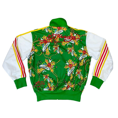 VTG RARE Y2K ED HARDY CHRISTIAN AUDIGIER GREEN WHITE TRACK TOP XL