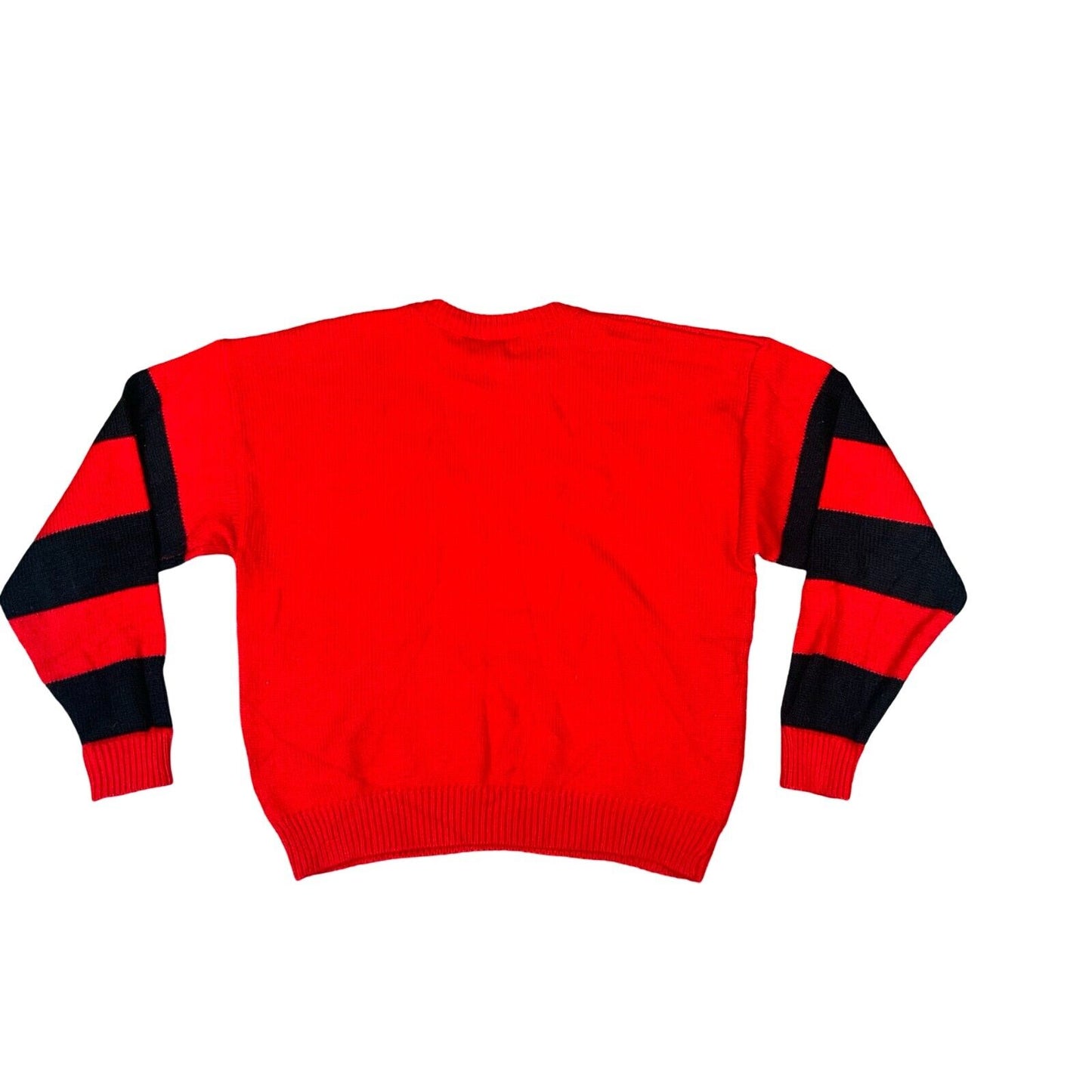 VTG 90s MICKEY MOUSE & CO DISNEY RED BLACK GRAPHIC CREW NECK KNIT JUMPER XL