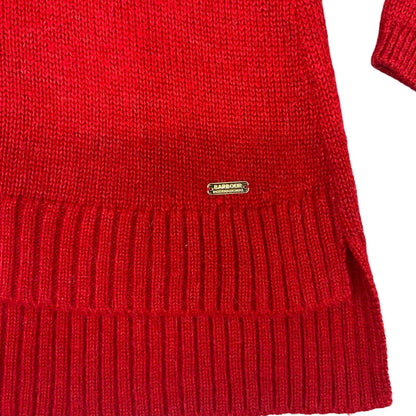 VTG 90s 00s BARBOUR INTERNATIONAL RED ALPACA WOOL ROLL NECK KNIT JUMPER UK 14