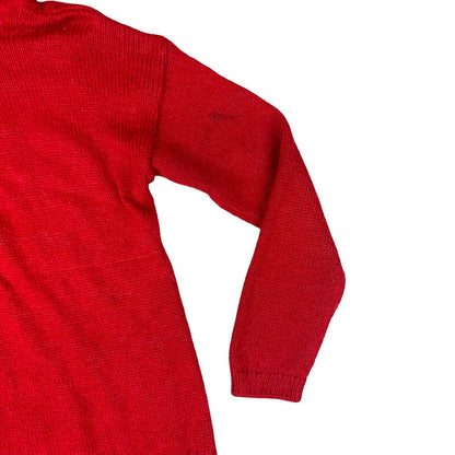 VTG 90s 00s BARBOUR INTERNATIONAL RED ALPACA WOOL ROLL NECK KNIT JUMPER UK 14