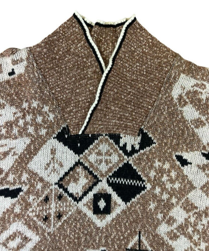 VTG 80s HUGO BOSS BROWN KNITTED SHAWL COLLAR JUMPER SIZE XL