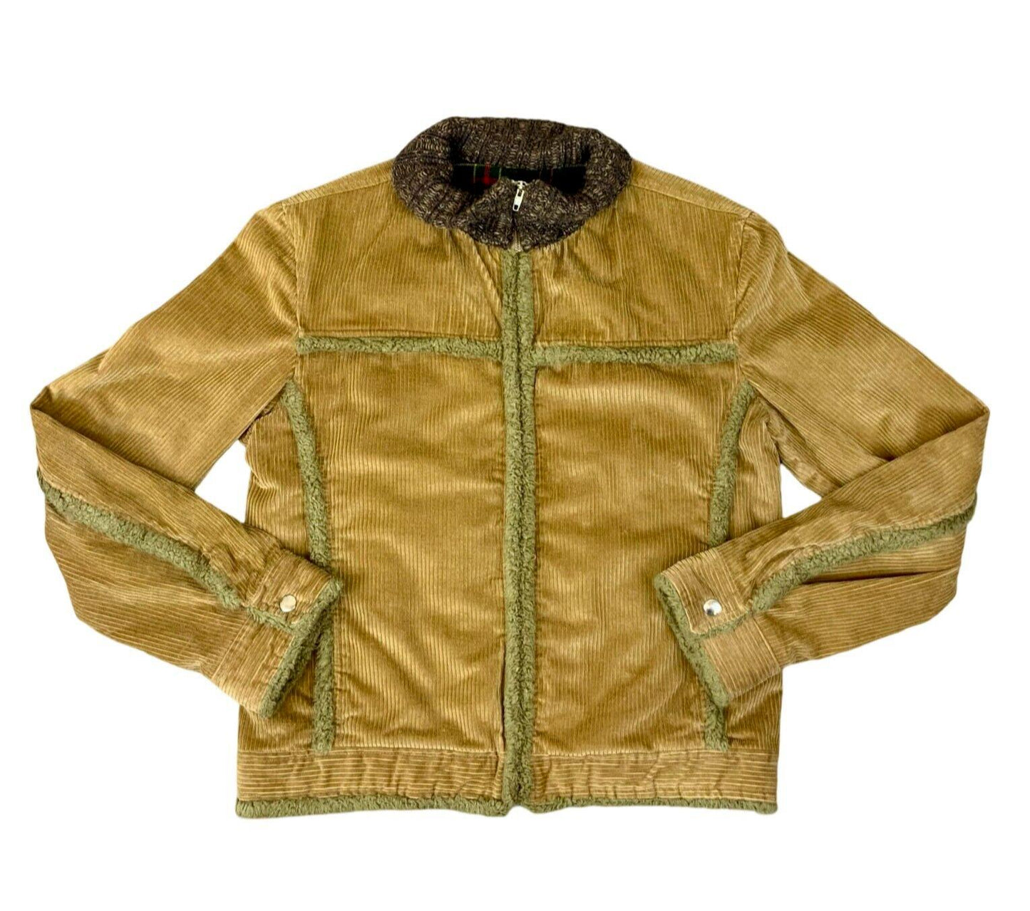 VTG 80s 90s DOLCE & GABBANA TAN CORDUROY SHERPA PADDED BOMBER JACKET XL