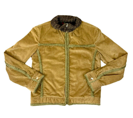 VTG 80s 90s DOLCE & GABBANA TAN CORDUROY SHERPA PADDED BOMBER JACKET XL