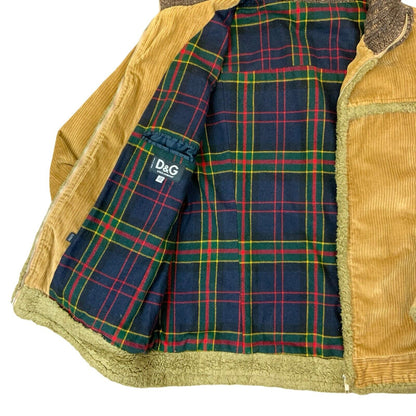 VTG 80s 90s DOLCE & GABBANA TAN CORDUROY SHERPA PADDED BOMBER JACKET XL