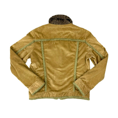 VTG 80s 90s DOLCE & GABBANA TAN CORDUROY SHERPA PADDED BOMBER JACKET XL