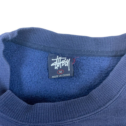 VTG RARE STUSSY INTERNATIONAL NAVY BLUE ORANGE DRAGON CREW NECK SWEATSHIRT M