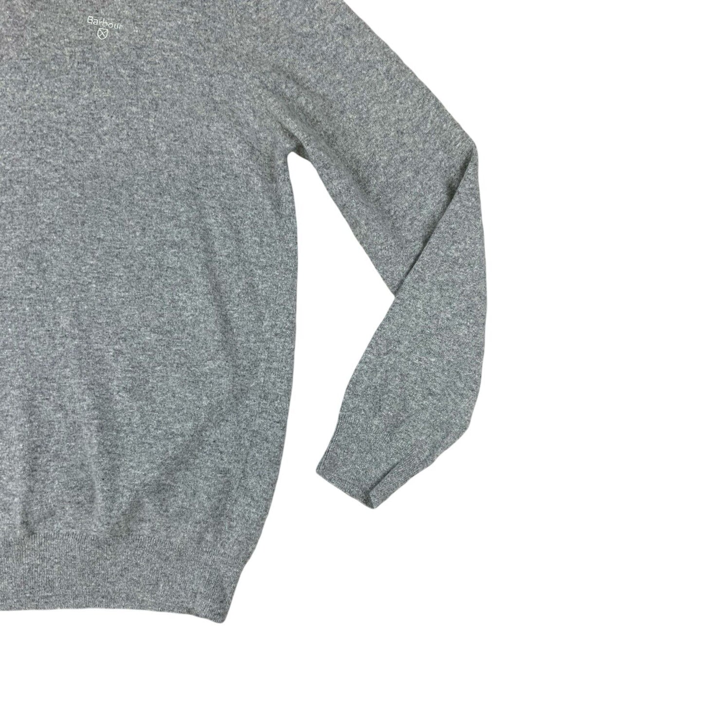 VTG 00s BARBOUR GREY WOOL V-NECK KNIT WOOL JUMPER SIZE XL