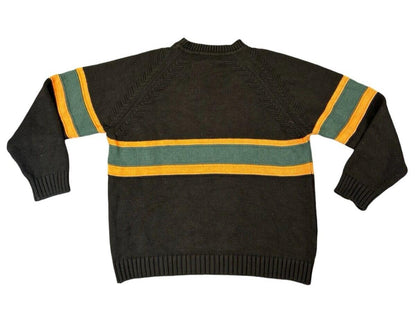 VTG 80s LACOSTE BROWN STRIPE CREW NECK KNIT JUMPER SIZE XL
