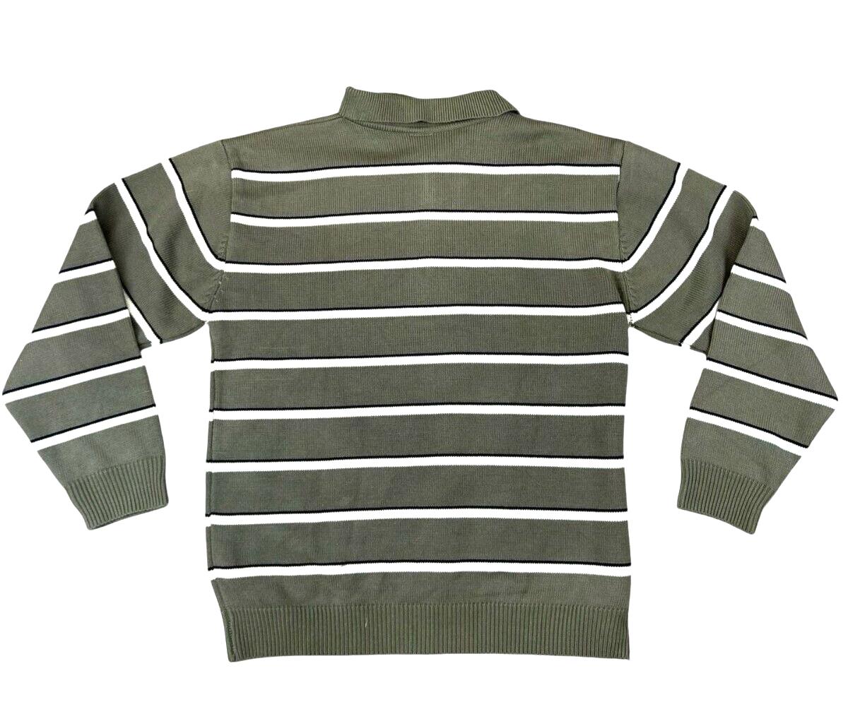 VTG 80s LACOSTE GREEN WHITE 1/4 ZIP KNITTED POLO SHIRT JUMPER SIZE XL