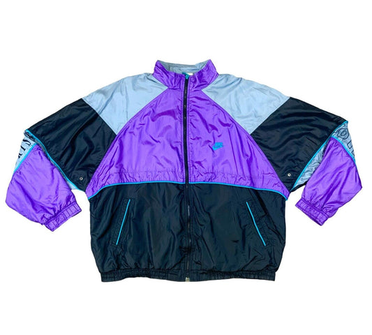 VTG 90s NIKE PURPLE MULTICOLOURED ZIP UP TRACK JACKET SIZE XL XXL
