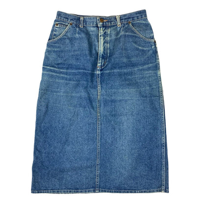 VTG 1970S WRANGLER BLUEBELL LONG DENIM SKIRT KILLER NATURAL FADES 30” SIZE 10