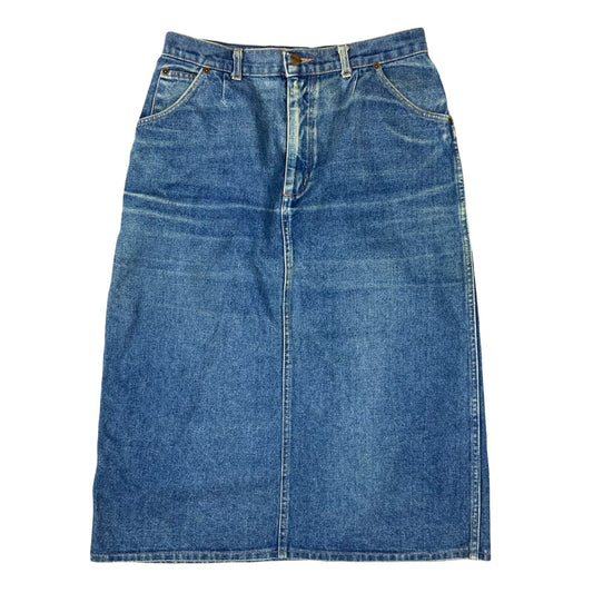 VTG 1970S WRANGLER BLUEBELL LONG DENIM SKIRT KILLER NATURAL FADES 30” SIZE 10