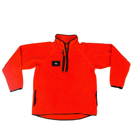 VTG Y2K HELLY HANSEN ORANGE THICK PILE FLEECE 1/2 ZIP PULLOVER JACKET L 43-46”