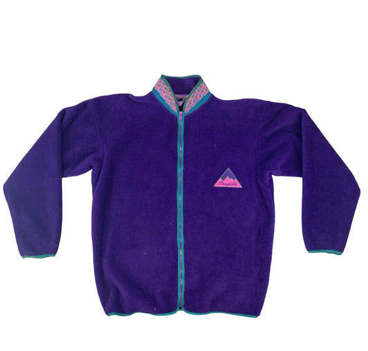 VTG 90s HELLY HANSEN PROFILE THICK PILE FLEECE JACKET ZIP UP PURPLE L 44”