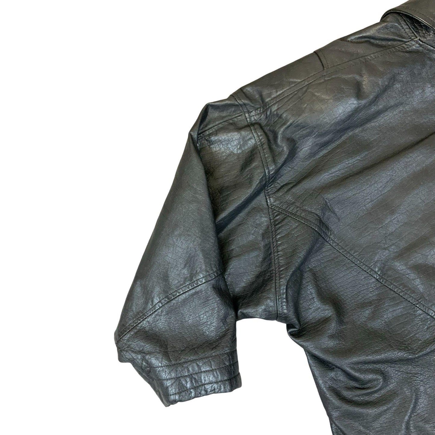 VTG 1980s LADIES PELLE MODA ITALIAN BLACK LEATHER JACKET BUCKLE FASTENING S 8-10