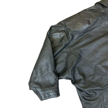 VTG 1980s LADIES PELLE MODA ITALIAN BLACK LEATHER JACKET BUCKLE FASTENING S 8-10
