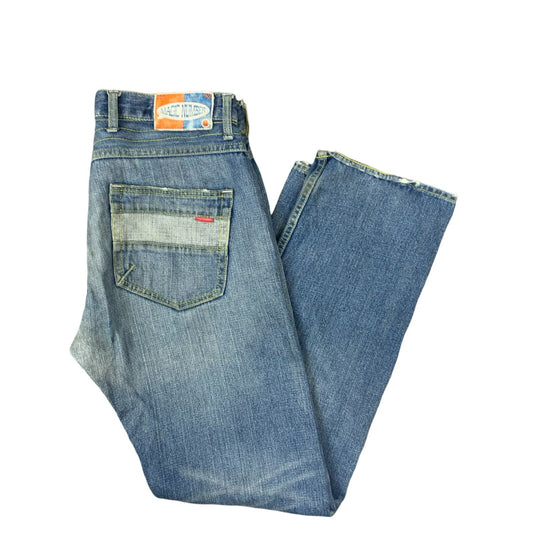 MAGIC NUMBER JAPAN DISTRESSED LIGHT WASH DENIM JEANS W32 L31