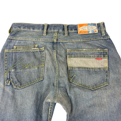MAGIC NUMBER JAPAN DISTRESSED LIGHT WASH DENIM JEANS W32 L31