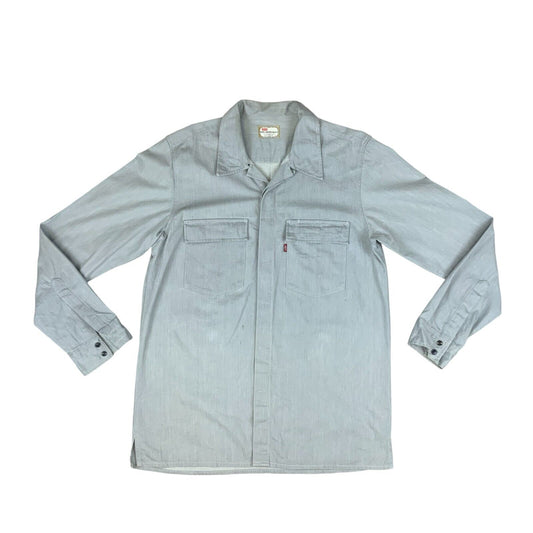 LEVIS VTG STYLE RED TAB STA-PREST GREY LONG SLEEVE 1970s STYLE SHIRT MOD M 40”