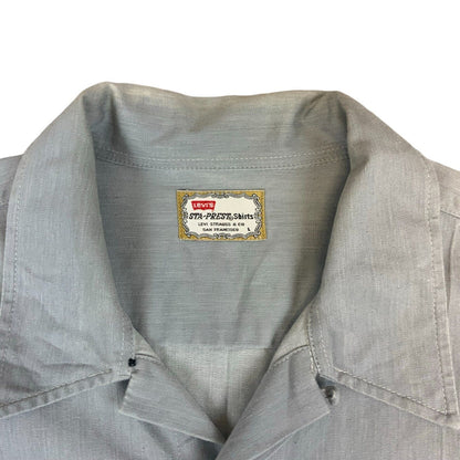 LEVIS VTG STYLE RED TAB STA-PREST GREY LONG SLEEVE 1970s STYLE SHIRT MOD M 40”