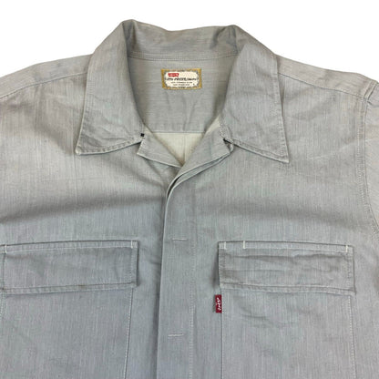 LEVIS VTG STYLE RED TAB STA-PREST GREY LONG SLEEVE 1970s STYLE SHIRT MOD M 40”