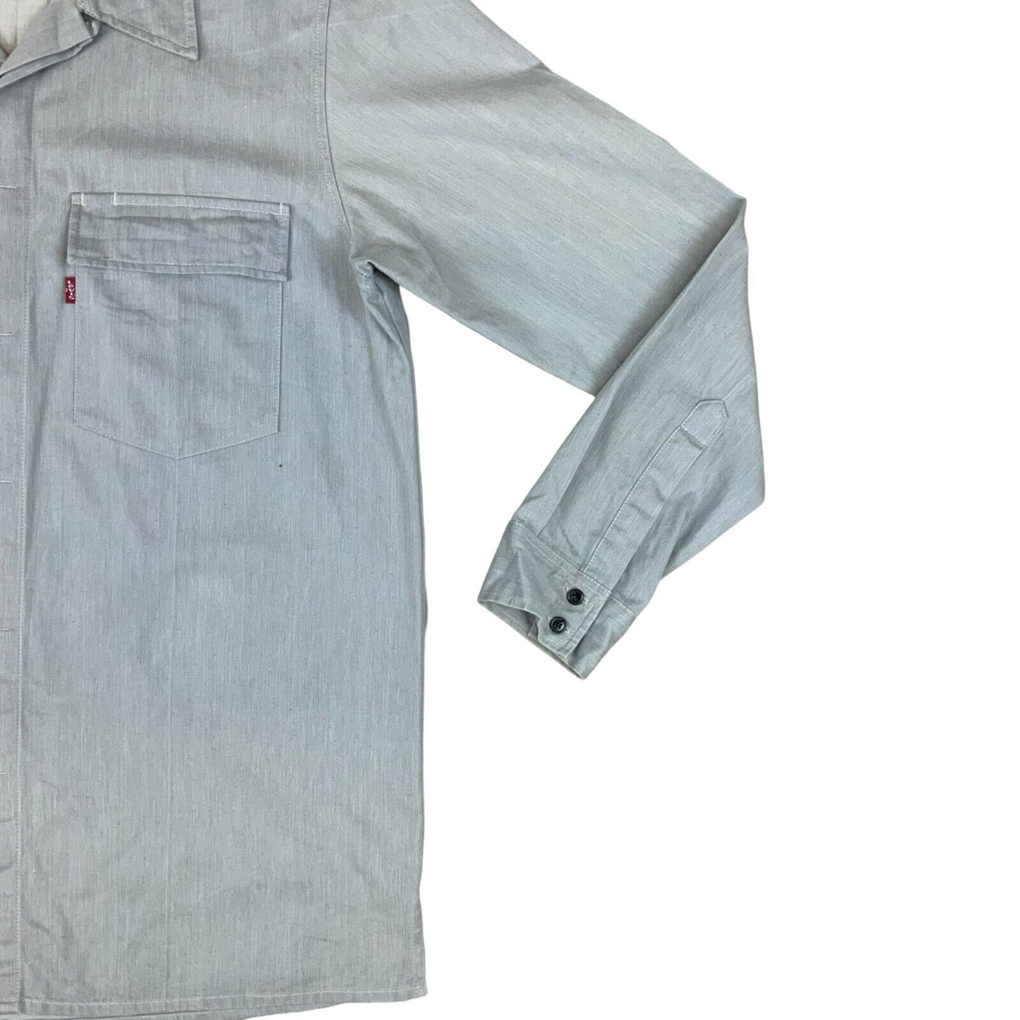 LEVIS VTG STYLE RED TAB STA-PREST GREY LONG SLEEVE 1970s STYLE SHIRT MOD M 40”