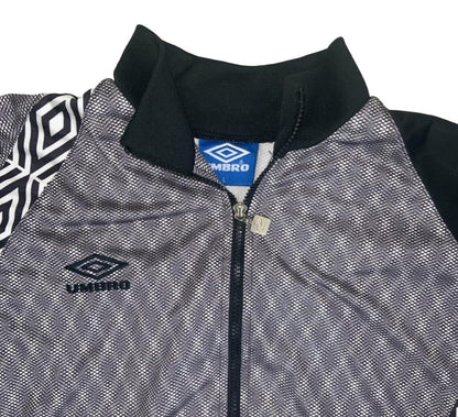 VTG 80S 90S UMBRO GREY BLACK GEOMETRIC STREETWEAR TRACK JACKET 2X-LARGE