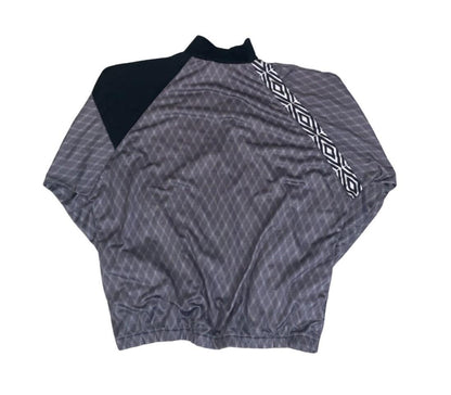 VTG 80S 90S UMBRO GREY BLACK GEOMETRIC STREETWEAR TRACK JACKET 2X-LARGE