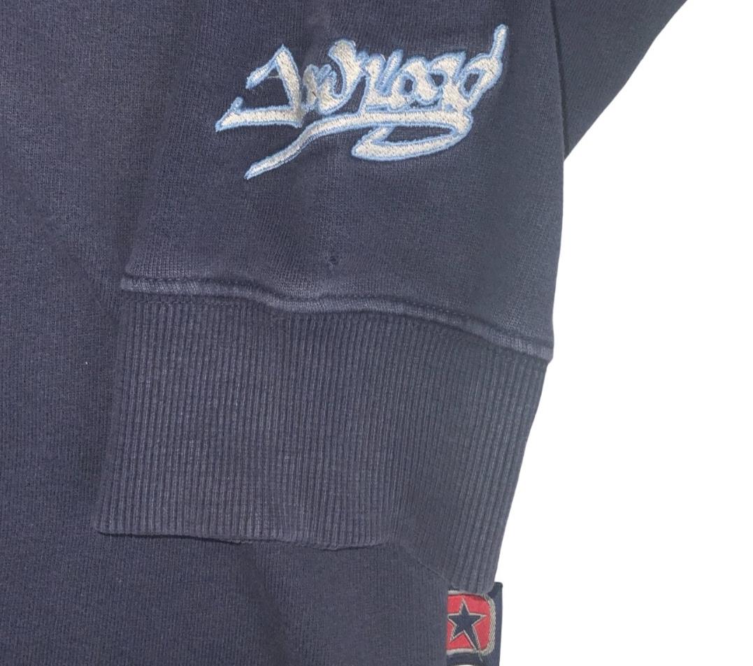 VTG 90S C&A HERE & THERE NAVY BLUE SKATER GRAPHIC PULLOVER HOODIE MEDIUM