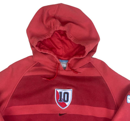 VTG 90S NIKE RED STRIPE SWOOSH PULL-OVER HOODIE X-LARGE