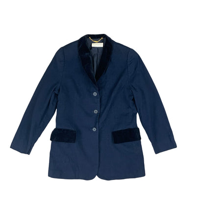VTG 90s GIVENCHY NAVY BLUE WOOLLEN BLAZER SIZE UK 8 10
