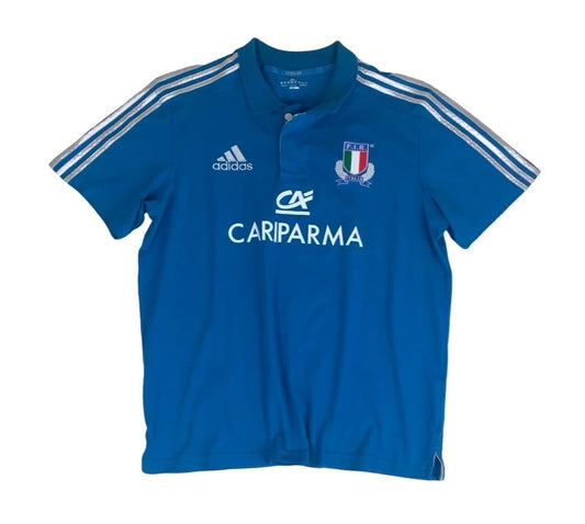 VTG ADIDAS 2012-13 ITALY BLUE RUGBY POLO NECK SHIRT X-LARGE