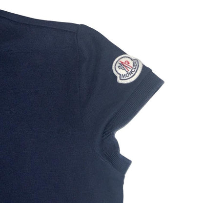 VTG MONCLER WOMENS NAVY BLUE DESIGNER POLO NECK SHIRT SMALL