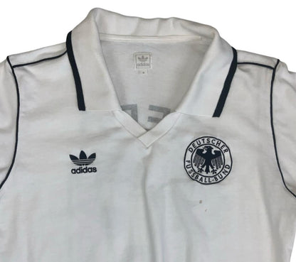 VTG ADIDAS WHITE GERMANY RETRO FOOTBALL POLO NECK SOCCER JERSEY SHIRT S