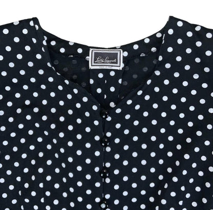 VTG LUISA SPAGNOLI ITALIAN DESIGNER POLKA-DOT RETRO PEPLUM BLOUSE SMALL