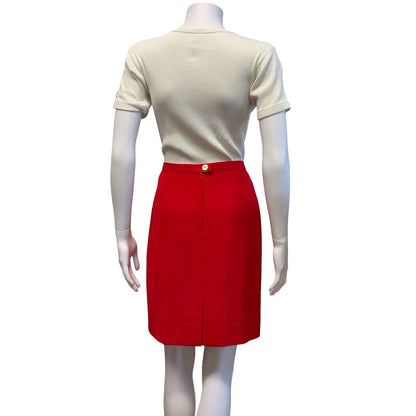 VTG 90S MARELLA RED ITALIAN DESIGNER HIGH WAISTED PENCIL SKIRT SMALL