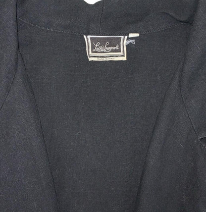 VTG 80s 90s LUISA SPAGNOLI WOMENS BLACK LINEN BLAZER JACKET UK 14 16