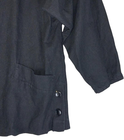 VTG 80s 90s LUISA SPAGNOLI WOMENS BLACK LINEN BLAZER JACKET UK 14 16