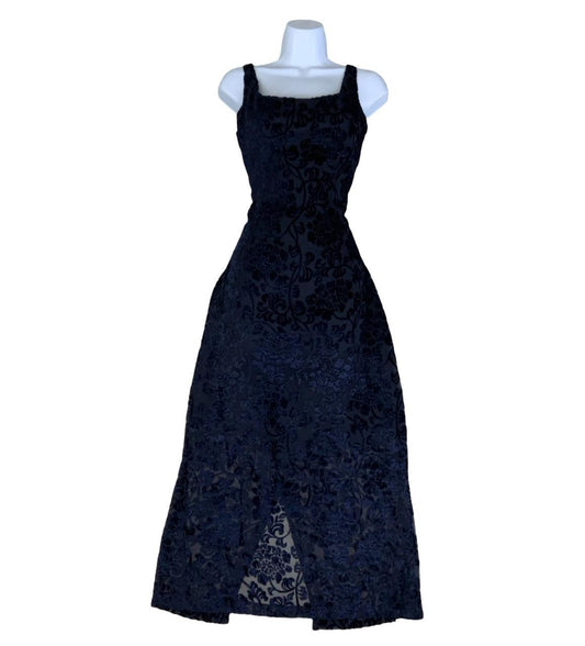 VTG SPORTSTAFF ITALIAN DESIGNER SLEEVELESS FLORAL VELVET DRESS UK 6 8