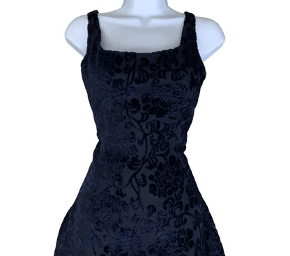 VTG SPORTSTAFF ITALIAN DESIGNER SLEEVELESS FLORAL VELVET DRESS UK 6 8