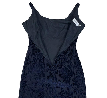 VTG SPORTSTAFF ITALIAN DESIGNER SLEEVELESS FLORAL VELVET DRESS UK 6 8