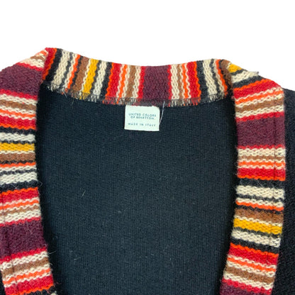 VTG 80s 90s UNITED COLOURS OF BENETTON BLACK KNITTED WAISTCOAT VEST S UK 8